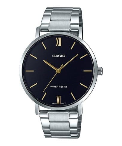 Casio men analog watch, black dial with comfortable strap, model CS-MTP-VT01D-1BUDF, Bahrain