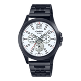 Casio,Men's Watch Analog, White Dial Black Stainless Steel Band, MTP-E350B-7BVDF