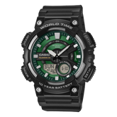 Casio Men's Analog-Digital Green Dial With Black Resin Band, AEQ-110W-3A2VDF