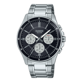 Casio Men's Watch Analog Black Dial with Silver Stainless Steel Band, MTP-1374D-1A3VDF