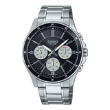 Casio Men's Watch Analog Black Dial with Silver Stainless Steel Band, MTP-1374D-1A3VDF