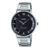 Casio Men's Watch Analog Black Dial with Silver Stainless Steel Band, MTP-VT03D-1BDF