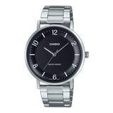 Casio Men's Watch Analog Black Dial with Silver Stainless Steel Band, MTP-VT03D-1BDF