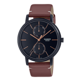 Casio,Men's Watch Analog, Black Dial Brown Leather Band, MTP-B310BL-5AVD