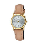 Casio, Women’s Watch Analog, Silver Dial Brown Leather Band, LTP-V002GL-7B3U
