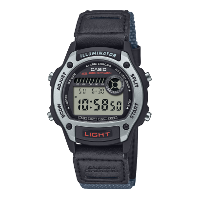 Casio men analog watch, black-111 dial with blue leather and cloth band, model CS-W-220HF-8AVDF, Bahrain