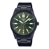 Casio, Men’s Watch Analog, Green Dial Black Stainless Steel Band, MTP-VD02B-3EUDF