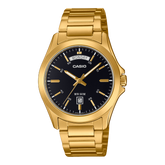 Casio Men's Watch Analog Black Dial With Gold Stainless Steel Band, MTP-1370G-1AVDF