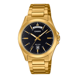 Casio Men's Watch Analog Black Dial With Gold Stainless Steel Band, MTP-1370G-1AVDF