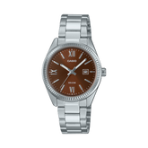 Casio Women's Watch Analog Meroon Dial With Silver Stainless Strap, LTP-1302DD-5AVDF