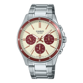 Casio Men's Watch Analog Beige Dial with Silver Stainless Steel Band, MTP-1374D-5A2VDF