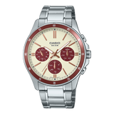 Casio Men's Watch Analog Beige Dial with Silver Stainless Steel Band, MTP-1374D-5A2VDF