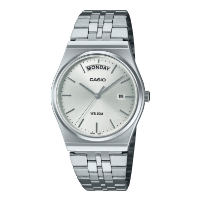 Casio men analog watch, silver dial with silver stainless steel band, model CS-MTP-B146D-7AVDF, Bahrain