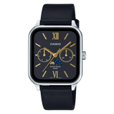 Casio Moonphase Men's Watch Analog Black Dial With Black Leather Band, MTP-M305L-1A2VDF