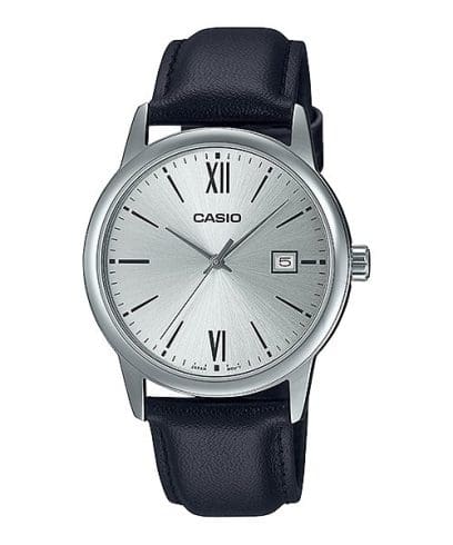 Casio men analog watch, silver dial with comfortable strap, model CS-MTP-V002L-7B3UD, Bahrain