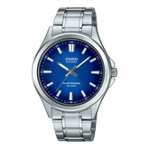 Casio Sapphire Men's Solar Powered Watch Analog Blue Gradient Dial with Silver Stainless Steel Band, MTS-RS100D-2AVDF