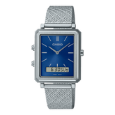 Casio,Men's Watch Analog-Digital, Blue Dial Silver Stainless Steel Mesh Band, MTP-B205M-2EDF