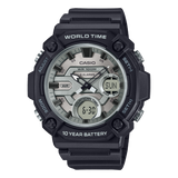 Casio Men's Watch Analog-Digital Silver Dial with Black Resin Band, AEQ-120W-7AVDF