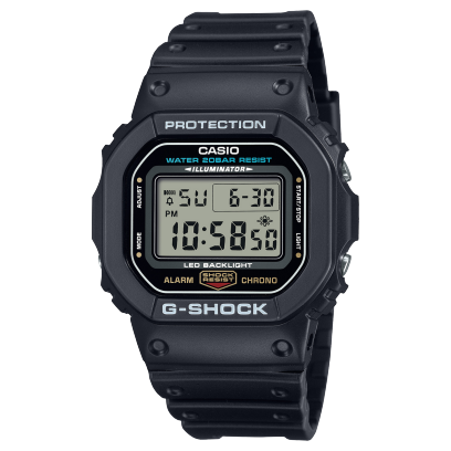 G-Shock men analog watch, digital dial with black resin band, model GS-DW-5600UE-1DR, Bahrain