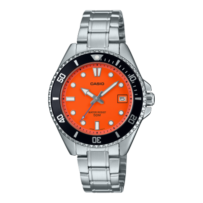 Casio men analog watch, silver dial with comfortable strap, model CS-MDV-10D-4A1VDF, Bahrain