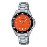 Casio Men's Watch Analog, Red Dial Silver Stainless Steel Band, MDV-10D-4A1VDF