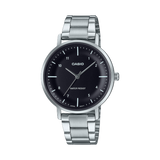 Casio Women's Watch Analog Black Dial with Silver Stainless Steel Band, LTP-VT03D-1BDF