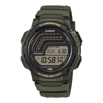 Casio men analog watch, stylish dial with grey resin strap, model CS-WS-1800-3AVDF, Bahrain