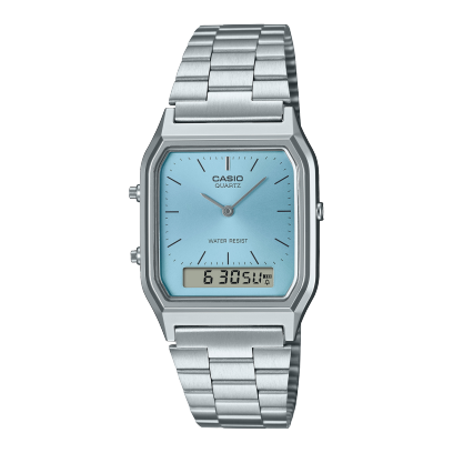 Casio, Men's Watch Vintage Collection Analog-Digital Blue Dial Silver Stainless Steel, 2A1MQYDF