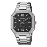 Casio men analog watch, black dial with stainless steel strap, model CS-MTP-B195D-1AVDF, Bahrain