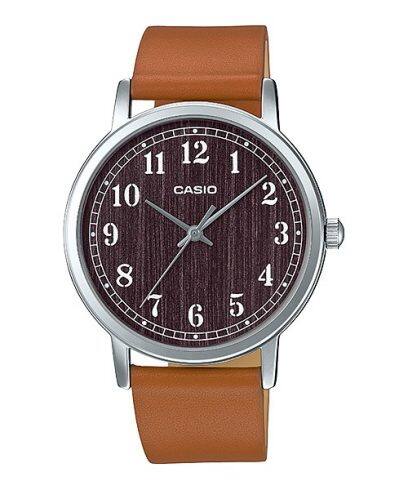 Casio men analog watch, brown dial with comfortable strap, model CS-MTP-E145L-5B1DF, Bahrain