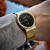 Casio Unisex Analog Watch Brown Dial with Gold Stainless Steel Band, MQ-24GA-1ADF