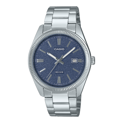 Casio men analog watch, blue-111 dial with stainless steel band, model CS-MTP-1302DA-2A1VDF, Bahrain