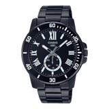 Casio, Men’s Watch Analog,Black Dial Black Stainless Steel Band, MTP-VD200B-1BUD