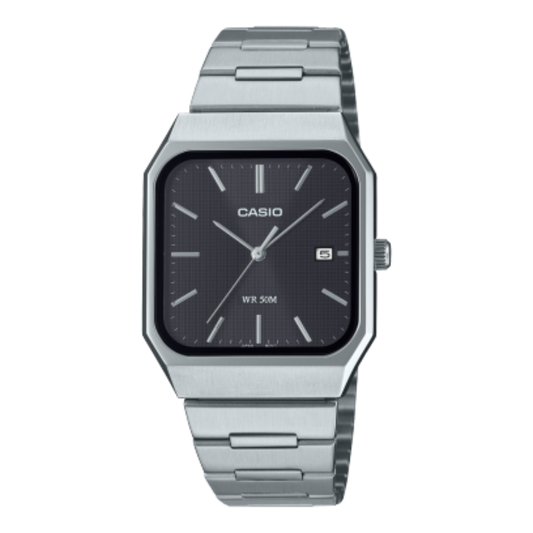 Casio Men's Watch Analog Black Dial with Stainless Steel Band, MTP-B185D-1AVDF