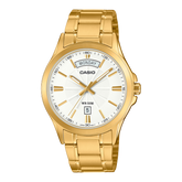 Casio Men's Watch Analog White Dial With Gold Stainless Steel Band, MTP-1381GD-7AVDF