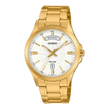 Casio Men's Watch Analog White Dial With Gold Stainless Steel Band, MTP-1381GD-7AVDF
