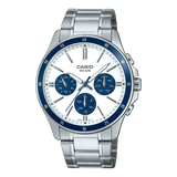 Casio Men's Watch Analog White Dial with Silver Stainless Steel Band, MTP-1374D-7A2VDF