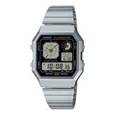 Casio Men's Watch Digital Dial Silver Dial with Silver Stainless Steel Band, A130WE-1ADF