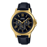 Casio, Men’s Watch Analog, Black Dial Black Leather Band, MTP-V300GL-1AUD