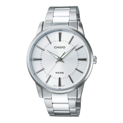 Casio men analog watch, silver dial with stainless steel strap, model CS-MTP-1303DD-7AVDF, Bahrain