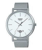 Casio, Men’s Watch Analog, White Dial Brown Stainless Steel Mesh Band, MTP-B100M-7EVDF