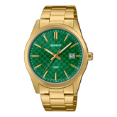 Casio, Men’s Watch Analog,Green Dial Gold Stainless Steel Band, MTP-VD03G-3AUDF