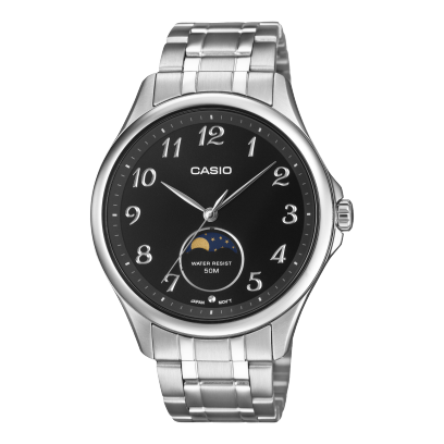 Casio men analog watch, black-106 dial with stainless steel band, model CS-MTP-M110D-1AVDF, Bahrain