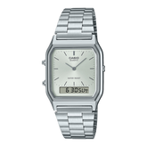 Casio, Men's Watch Vintage Collection Analog-Digital Silver Dial Silver Stainless Steel, AQ-230A-7AMQYDF