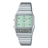Casio Vintage Unisex Watch Analog-Digital Pastel Dial With Silver Stainless Steel Band, AQ-800E-3ADF