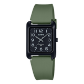 Casio Men's Watch Analog Black Dial With Green Resin Strap, MTP-B175-3BVDF