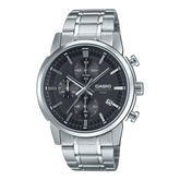 Casio Men's Watch Analog Black Dial With Silver Stainless Steel Band, E510D-1A1VDF