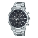 Casio Men's Watch Analog Black Dial With Silver Stainless Steel Band, E510D-1A1VDF