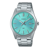 Casio, Men's Watch Analog, Green Dial Silver Stainless Band, MTP-VD03D-2A3UDF