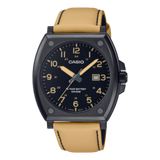 Casio, Men's Watch Analog,Black Dial Brown Leather Band, MTP-E715L-5AVDF